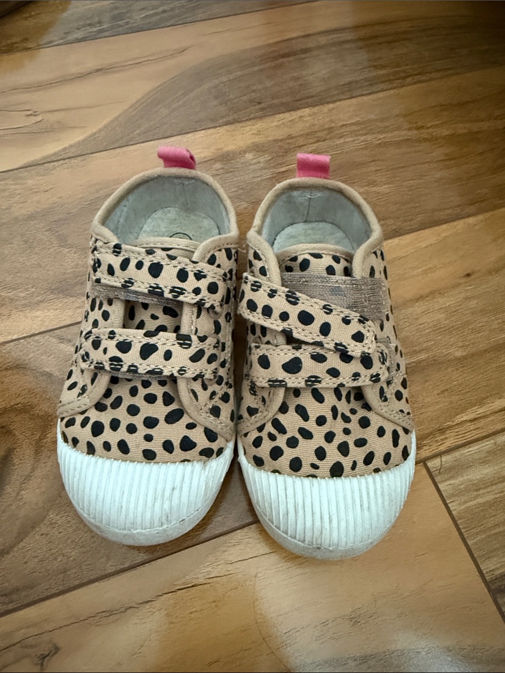 Toddler girl cat&jack Tan Leopard Print Hook-and-Loop Sneakers